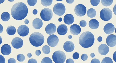Seamless blue watercolor circle pattern on light background