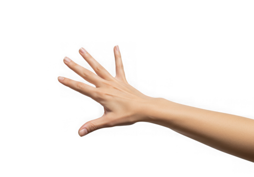 Isolated arm and hand reaching out on a dark background on transparent background