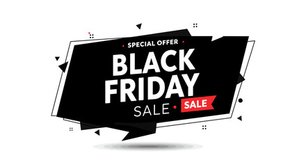 Dynamic black friday sale banner with bold typography and geometric sh