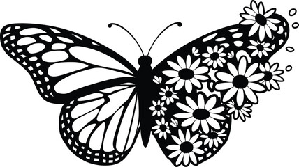Butterfly svg, Flower svg, Floral Butterfly svg