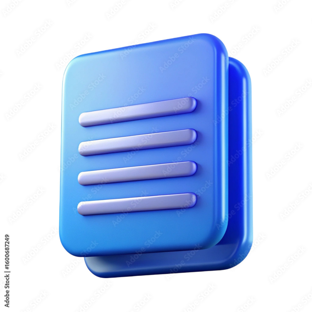 Fototapete 3d rendered blue document stack with highlighted lines representing information on a black backgroun