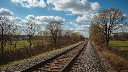 Fototapeta premium Springtime on suburban railways