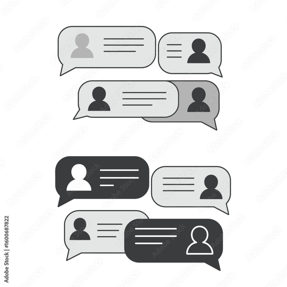 Poster message bubbles with user icons for communication and chat design