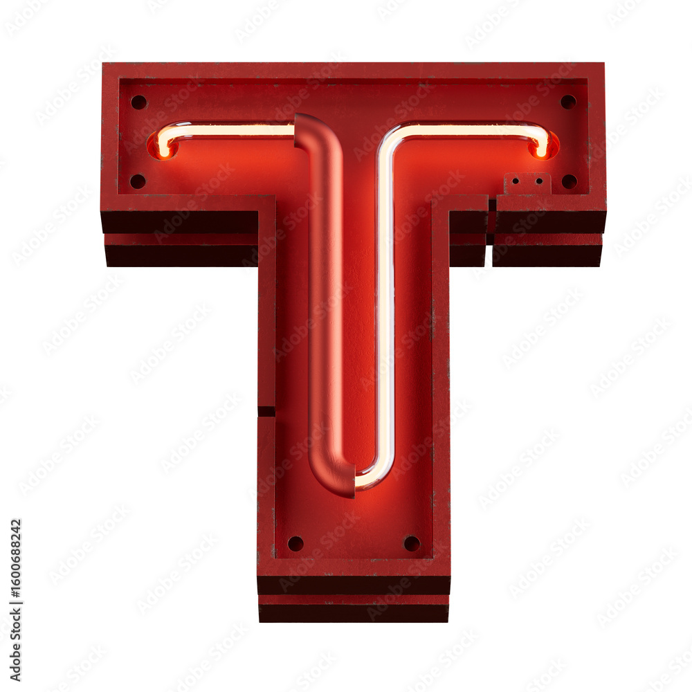 Aufkleber bright neon font with fluorescent tubes.metallic futuristic cyberpunk alphabet. 3d rendering isolate