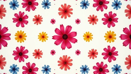 Colorful flower pattern on white background.