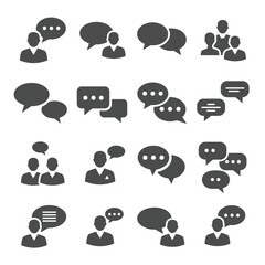 Communication and Discussion Icons Representing Dialogue and Interaction Between People