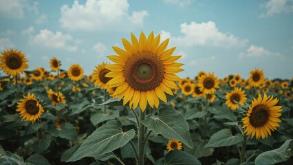 Obraz premium Vast Field of Blooming Sunflowers
