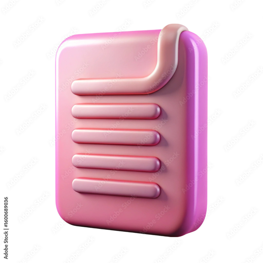 Poster 3d rendered pink document icon concept representing information and digital files