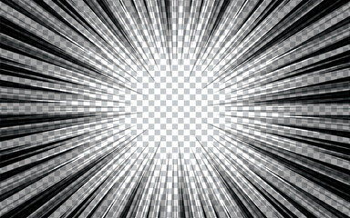 Comic and manga books, speed lines, transparent background. Superhero action, explosion background. Vector illustration.