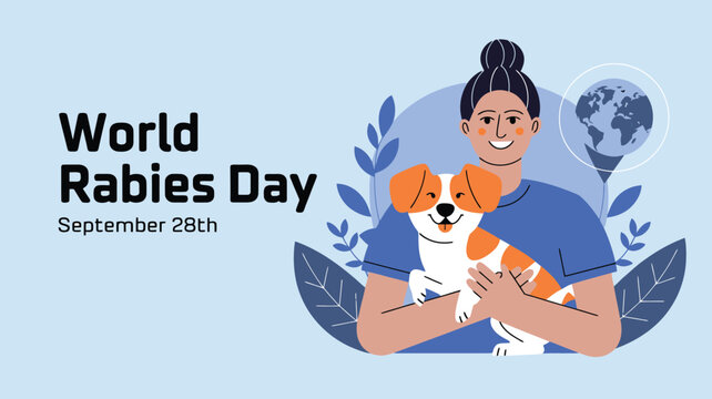 World Rabies Day Awareness Poster Illustration with Dog, Vaccine, Injection and Medical Symbols
