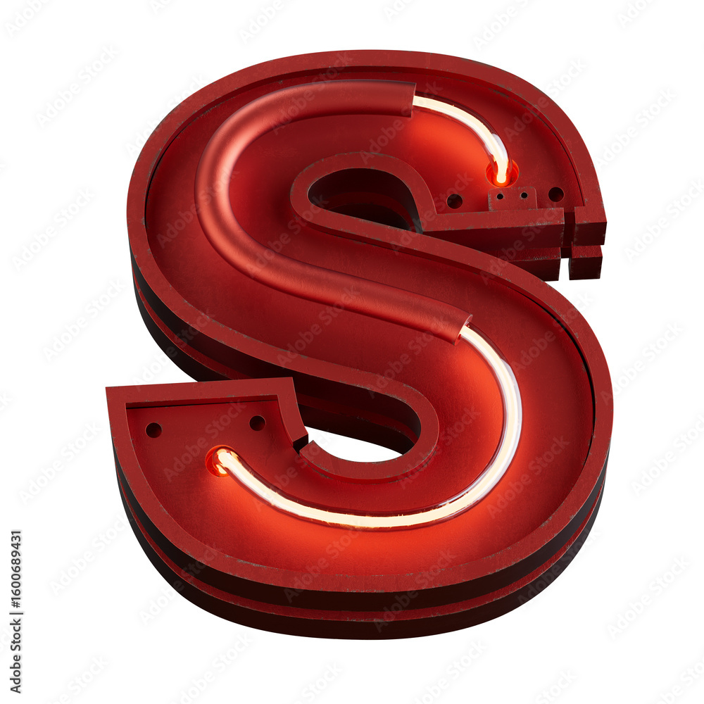 Aufkleber bright neon font with fluorescent tubes.metallic futuristic cyberpunk alphabet. 3d rendering isolate