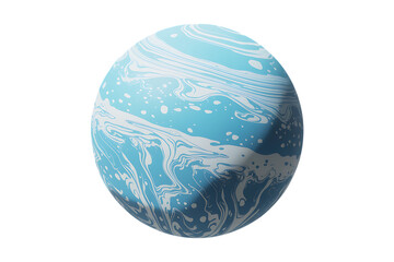 Blue and white marbled egg isolated on transparent background