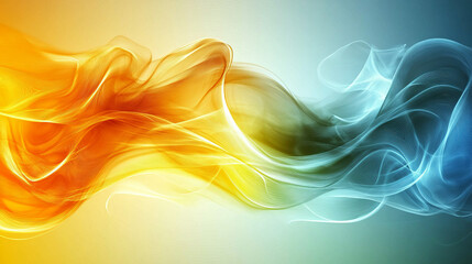 Abstract blend of vibrant orange and teal colored smoke-like forms