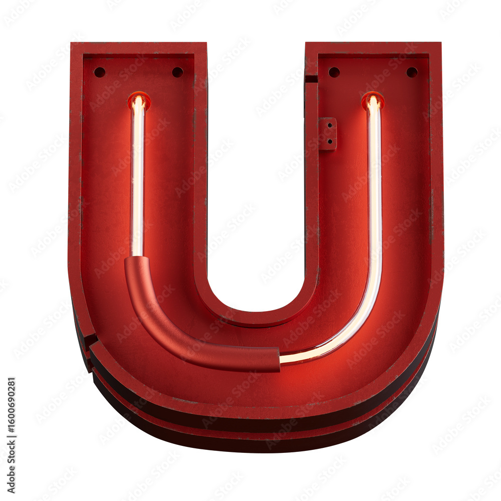 Aufkleber bright neon font with fluorescent tubes.metallic futuristic cyberpunk alphabet. 3d rendering isolate