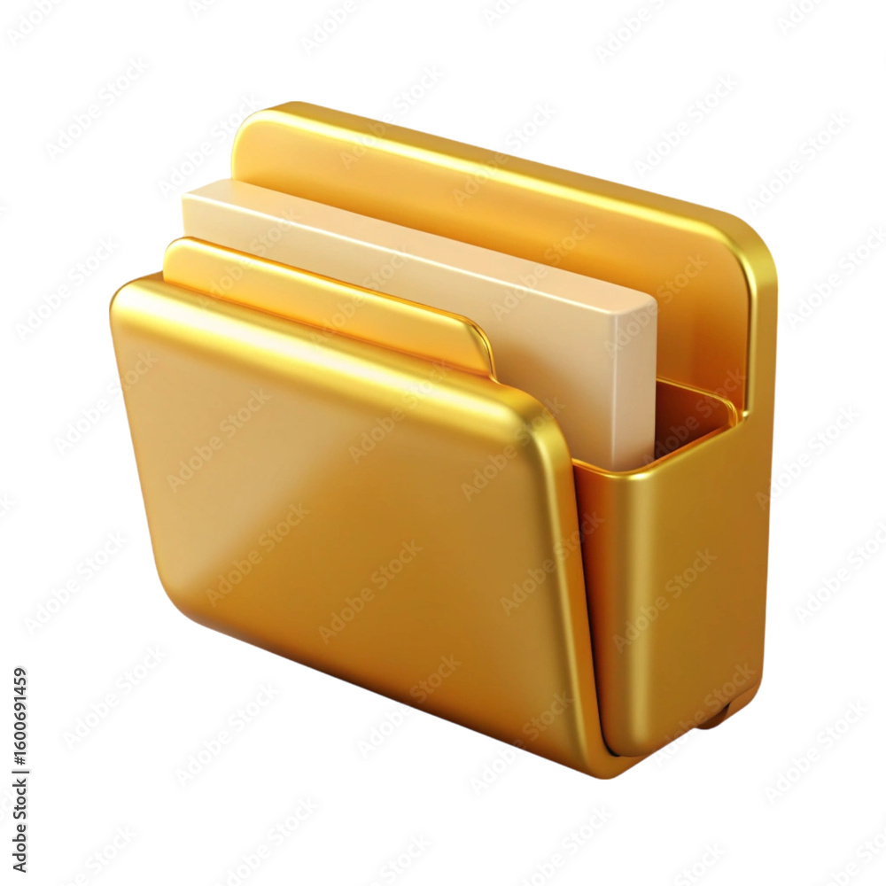 Aufkleber elegant 3d golden folder icon with documents representing digital file organization