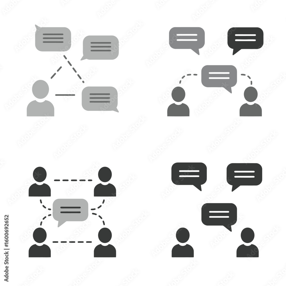 Poster communication and connection icons representing networking social interaction and information exchan