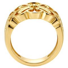 Ornate Gold Ring on Transparent Background