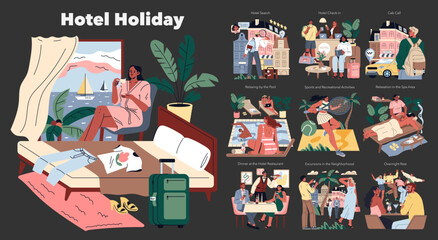 Hotel Holiday. Flat Vector Illustration