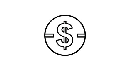 Obraz premium Financial Target: A simplified icon featuring a dollar symbol inside a circular frame with horizontal lines, representing financial goals and targets.