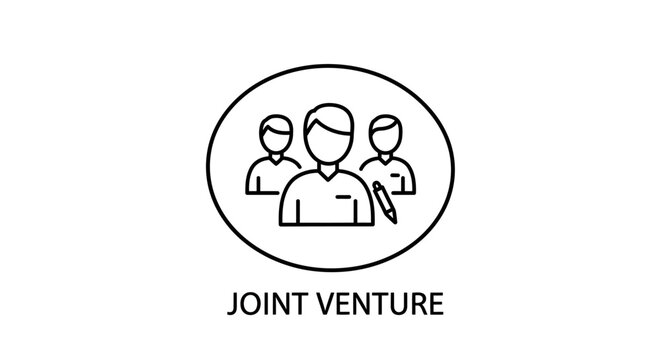 Joint Venture Icon: A minimalist icon depicts a joint venture, symbolizing collaboration.