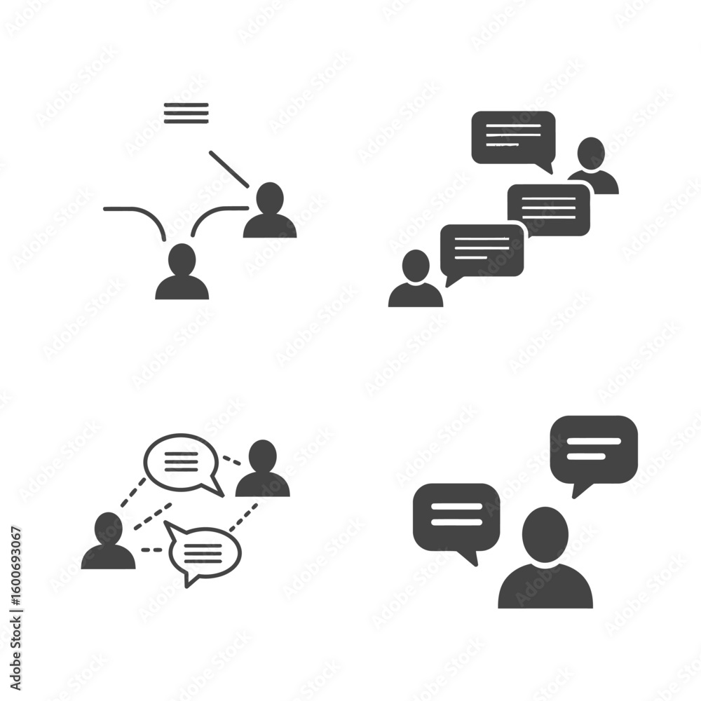 Poster communication and networking concepts with people icons and speech bubbles