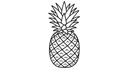 Obraz premium Pineapple Illustration: A detailed line drawing of a ripe pineapple, showcasing its iconic spiky crown and textured exterior.