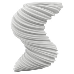 Abstract Twisted White Sculpture on Transparent Background