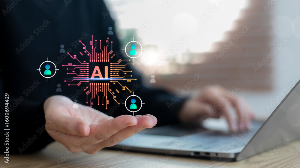 Aufkleber an artificial intelligence system selects target candidates for recruitment using digital technology