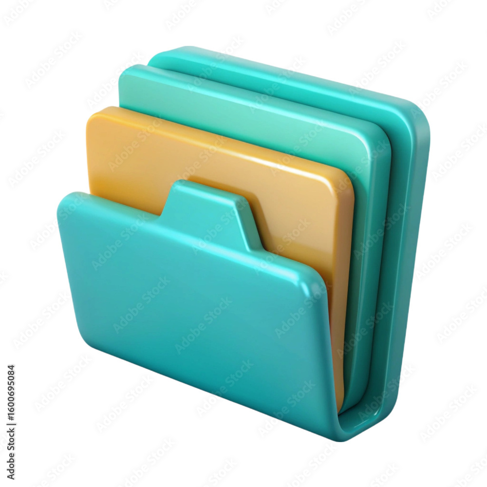 Poster Three dimensional icon of a folder stack representing organization and data management