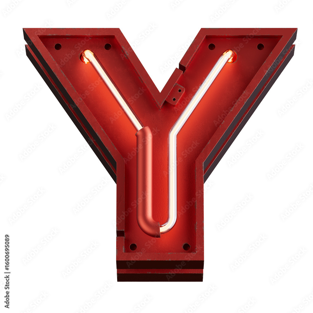 Aufkleber bright neon font with fluorescent tubes.metallic futuristic cyberpunk alphabet. 3d rendering isolate