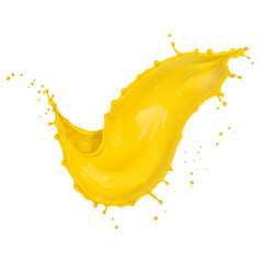 Yellow Paint Splash Isolated on Transparent Background