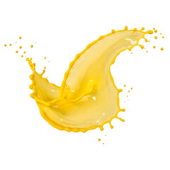 Yellow Liquid Splash on Transparent Background