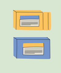 Flat Design Illustration with Two Packs of Pills