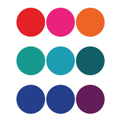 Colorful Circles Arranged in a Grid on a White Background