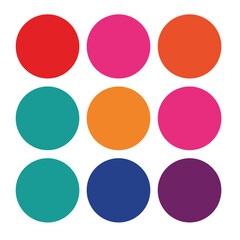 Colorful Circle Grid Pattern with Red Pink Orange Teal Blue and Purple