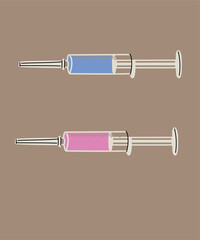 Flat Design Illustration with Two Syringe