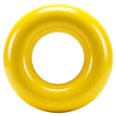 Shiny Yellow Inflatable Ring on Transparent Background