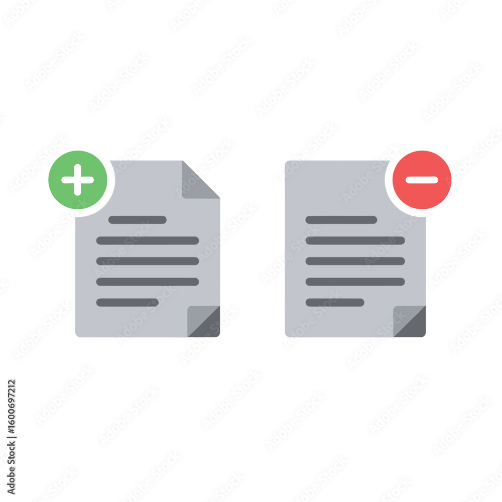 Poster add and remove document icons representing file management operations