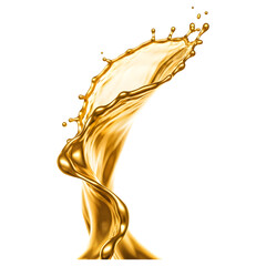 Golden Liquid Splash on Transparent Background