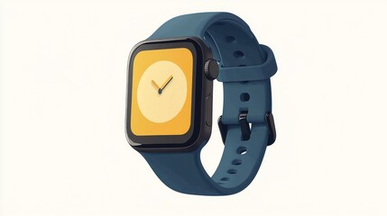 Fototapeta premium Modern smartwatch with blue band, isolated on white. Possible stock photo