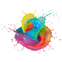 Colorful Paint Splash on Transparent Background