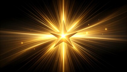 Golden starburst on black background