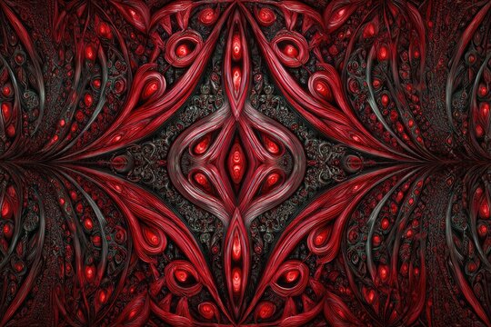 Fototapeta Intricate Red And Black Geometric Pattern