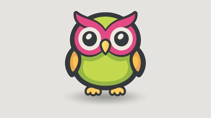 Naklejka premium Cute cartoon owl, simple, flat style, graphic design, digital art, for kids, educational materials