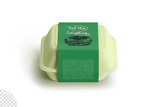 Food Box Container Label Packaging Mockup Isolated