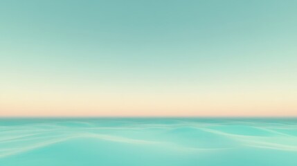 Obraz premium Serene ocean view with turquoise waves and calm pastel sky background for peaceful mood
