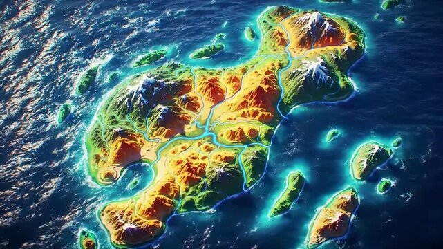 Dynamic emergence of vibrant digital islands in oceanic environment