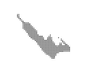 Symbol Map of the Island &AElig;ro (Denmark) showing the island with just a few black dots