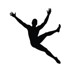 Black silhouette of a jumper in backward fall pose