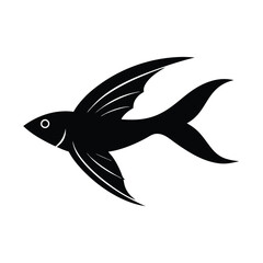 Minimalist silhouette of a flying fish mid-leap,